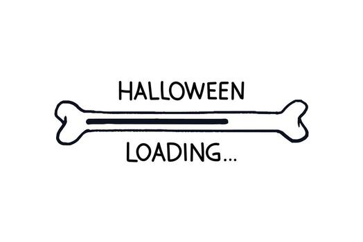 barra de carga de huesos. barra de progreso del garabato hueso de halloween con indicador de carga. ilustración de stock vectorial boceto en blanco y negro con cita. vector