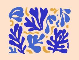 composición de tendencia de plantas abstractas, algas inspiradas en matisse. trozos de collage de papel cortado. restos de color vectorial de papel aislado. vector