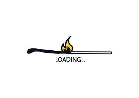 Loading bar doodle burning match. Hand drawn load regression symbol. Vector stock illustration burn match download web page.