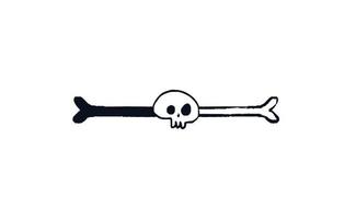 Doodle bone loading bar. Progress bar 50 percent bone with skull doodle download indicator. Vector stock illustration black on white sketch.