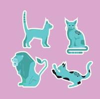 Blue Cat sticker pack vector