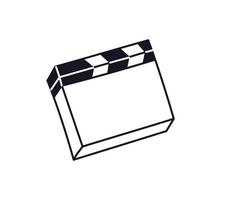 Outline clapperboards in foreshortening. The director's clapper board is closed. Vector illustration of a tool for filming and editing video.