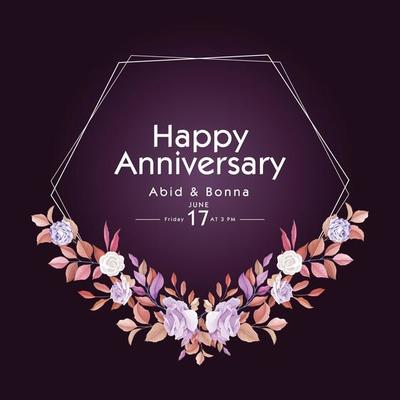 Purple color save the date anniversary card with dark background