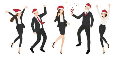 team worker Christmas party in office with confetti eps10 vectors illustration