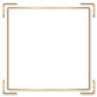 Gold shiny glowing vintage frame with shadows isolated transparent background. Golden luxury realistic rectangle border. Vector illustration