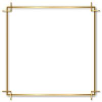Gold shiny glowing vintage frame with shadows isolated transparent background. Golden luxury realistic rectangle border. Vector illustration