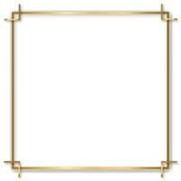 Gold shiny glowing vintage frame with shadows isolated transparent background. Golden luxury realistic rectangle border. Vector illustration