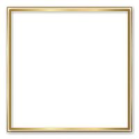 Gold shiny glowing vintage frame with shadows isolated transparent background. Golden luxury realistic rectangle border. Vector illustration