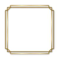 Gold shiny glowing vintage frame with shadows isolated transparent background. Golden luxury realistic rectangle border. Vector illustration