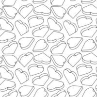 Vector monochrome background with isometric hearts. Seamless linear pattern with geometric hearts. Simple backdrop.
