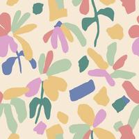 Vector cute abstract shape flower illustration seamless repeat pattern with retro color