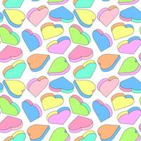 Vector background with isometric hearts. Seamless pattern with geometric hearts bright colors. Design for greeting cards, holiday backgrounds, wrapping paper, banners, headers.