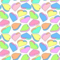 Vector background with isometric hearts. Seamless pattern with geometric hearts bright colors. Design for greeting cards, holiday backgrounds, wrapping paper, banners, headers.