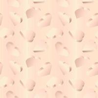 Vector background with 3d hearts. Seamless pattern with isometric hearts with rose gold colors gradient. Design for greeting card, holiday background, banner.