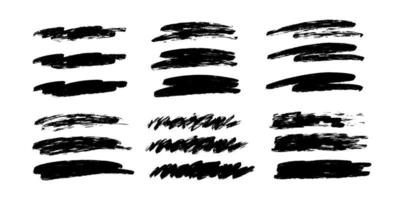 Artistic grungy creative brush stroke set. One color graphic resources. vector