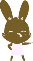 curious bunny flat color style cartoon vector