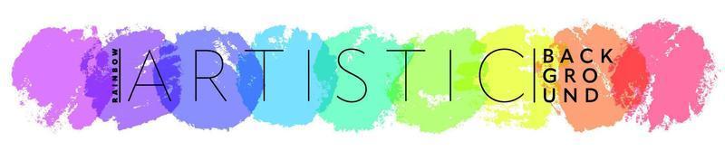 Rainbow creative horizontal banner from paint round strokes. Artistic abstract design for banners, posters etc. vector