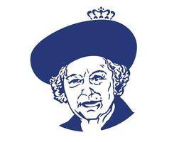 Queen Elizabeth Face Portrait Blue British United Kingdom National Europe Vector Illustration Abstract Design Element