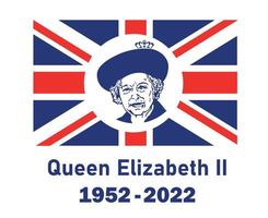 Queen Elizabeth Portrait Face 1952 2022 Blue With British United Kingdom Flag National Europe Emblem Symbol Icon Vector Illustration Abstract Design Element