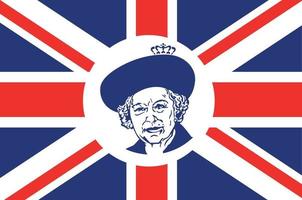 Queen Elizabeth Face Portrait Blue With British United Kingdom Flag National Europe Emblem Symbol Icon Vector Illustration Abstract Design Element