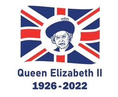 cara de retrato de la reina elizabeth 1926 2022 azul con cinta de bandera británica del reino unido emblema nacional de europa icono ilustración vectorial elemento de diseño abstracto vector