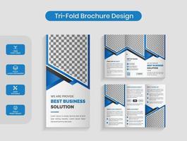 Creative Modern Blue Color Abstract Corporate Business Trifold Brochure Design Template vector