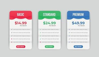 Modern infographic Pricing tables and plans template vector