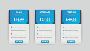 Infographic  Pricing plan table banner template vector