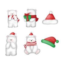 Watercolor  cute polar bear .Christmas Illustration. vector