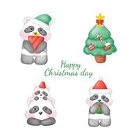 HAPPY CHRISTMAS IN WATERCOLOR STYLE. vector