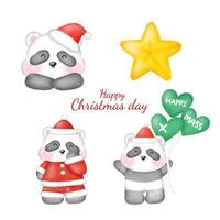 HAPPY CHRISTMAS IN WATERCOLOR STYLE. vector