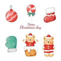 Watercolor Christmas bear. Christmas season illustration. vector