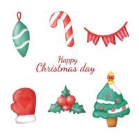 Watercolor Christmas elements, Christmas season illustration. vector