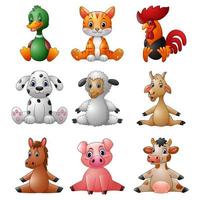 Cartoon farm animal collection set vector