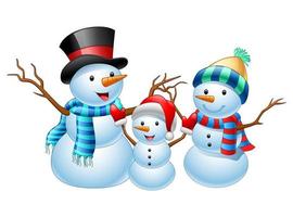 Set of cartoon snowman vector