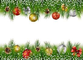 Christmas decoration with fir-tree garland isolated on white