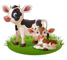 Cartoon cow with newborn calf vector