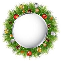 Christmas decoration with fir-tree garland isolated on white vector