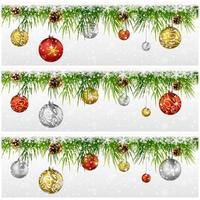 Christmas decoration with fir-tree garland isolated on white