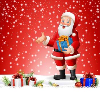 Cartoon Santa Claus holding a gift box vector