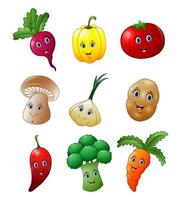 Cartoon vegetables collection set vector