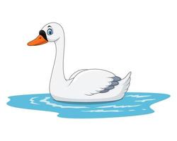 cisne de belleza de dibujos animados flota en el agua vector