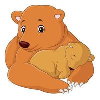 Mother and baby bear cartoon vector