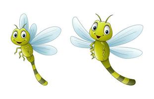 Funny cartoon dragonfly illustration collections vector