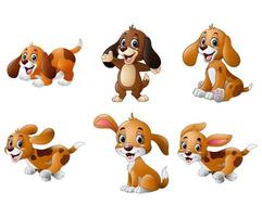Cartoon playful puppy collections set vector