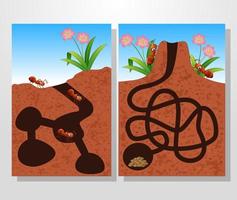 Cartoon ants colony collections set vector