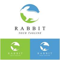 set of creative rabbit with slogan template icon image vector