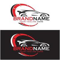 conjunto de logotipo creativo de coche de carreras con plantilla de eslogan vector