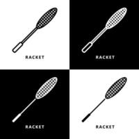 dibujos animados de icono de raqueta. bádminton deporte símbolo vector logo