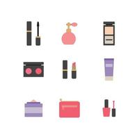 iconos de maquillaje plano vector